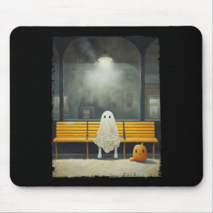 Alfombrilla De Ratón Vintage Cute Ghost Waiting Subway Station Hallowee