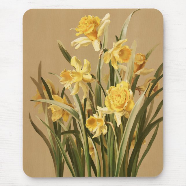 Alfombrilla De Ratón Vintage Daffodils Mousepad (Frente)