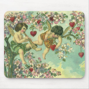 Alfombrilla De Ratón Vintage Día de San Valentín Victoriano Cupids Hear
