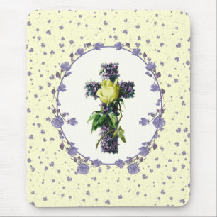 Alfombrilla De Ratón Vintage Floral Cross Easter Gift
