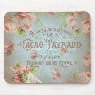 Alfombrilla De Ratón vintage floral histórico francés typo azul antiguo