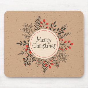 Alfombrilla De Ratón Vintage Floral Merry Christmas Mousepad