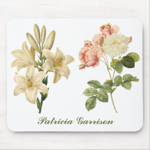 Alfombrilla De Ratón Vintage Flowers personalizado monogramo mousepad