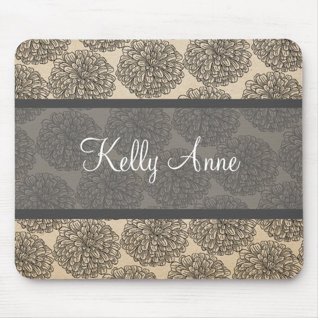 Alfombrilla De Ratón Vintage gris Zinnia Mousepad (Frente)