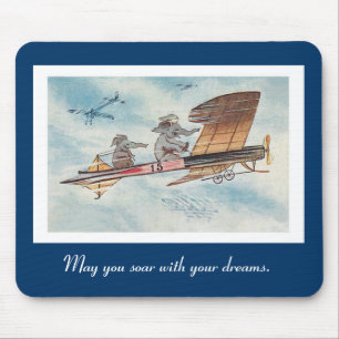 Alfombrilla De Ratón Vintage lindo de los elefantes del vuelo