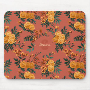 Alfombrilla De Ratón Vintage Marigold Calendula Patrón Floral