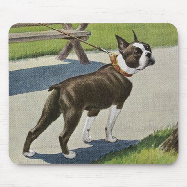 Alfombrilla De Ratón Vintage Mousepad de Boston Terrier (Frente)
