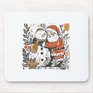 Alfombrilla De Ratón Vintage navidad Snowman Santa Claus Floral Men W