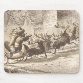 Alfombrilla De Ratón Vintage Papá Noel y ilustracion del reno