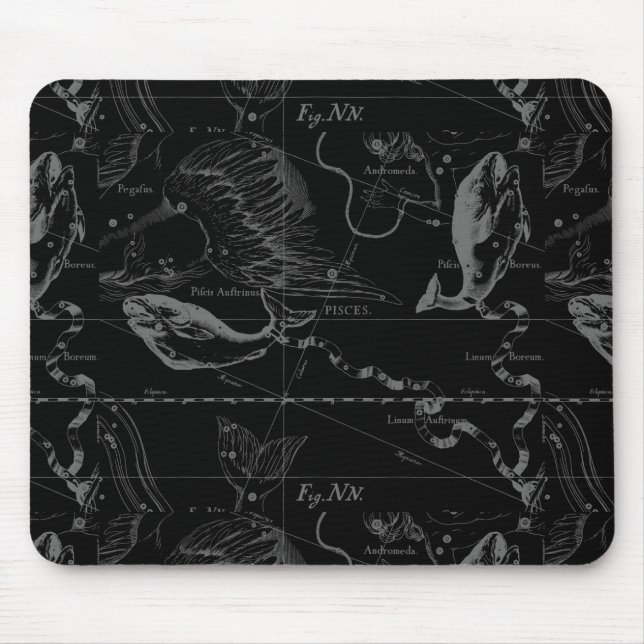 Alfombrilla De Ratón Vintage Pisces Constellation Hevelius Engraving (Frente)