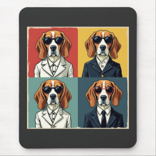 Alfombrilla De Ratón Vintage Rerto Beagle Dog Gafas de sol estilo 70
