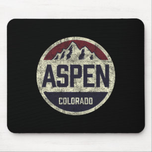Alfombrilla De Ratón Vintage Retro Aspen Colorado Montaña Círculo Esquí