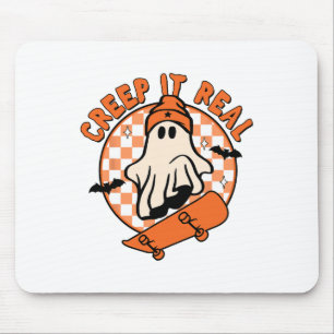 Alfombrilla De Ratón Vintage Retro Halloween Creep It Real Ghost Boy Fa
