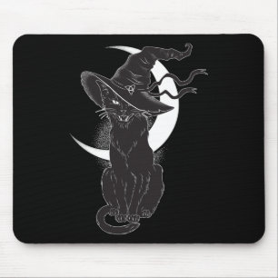 Alfombrilla De Ratón Vintage Scary Halloween Black Cat Costume Bruja Ha