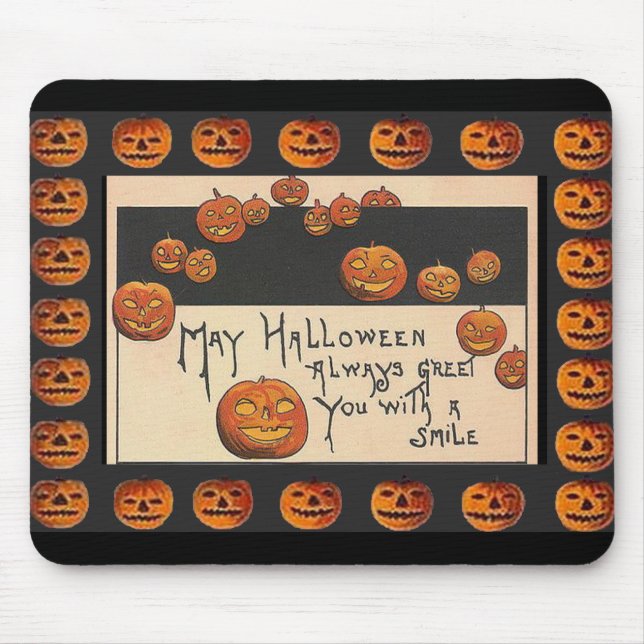 Alfombrilla De Ratón Vintage Sonriente Halloween Jack o'Lanterns (Frente)