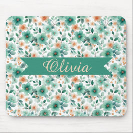 Alfombrilla De Ratón Vintage Spring Green Floral Personalized