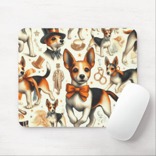 Alfombrilla De Ratón Vintage Toy Fox Terrier Seamless