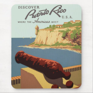 Alfombrilla De Ratón Vintage Travel Poster, Discover Puerto Rico!