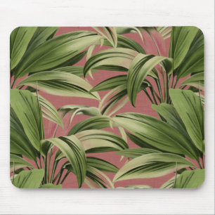 Alfombrilla De Ratón Vintage Tropical Palm Rosa de acuarela botánica