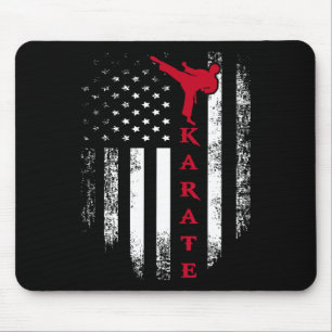 Alfombrilla De Ratón Vintage Usa Red White Karate Bandera Estadounidens