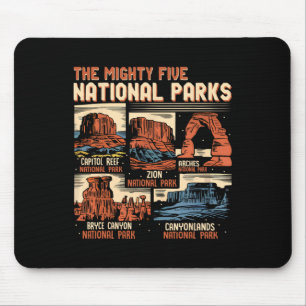 Alfombrilla De Ratón Vintage Utah Mighty Five 5 Parques Nacionales Send