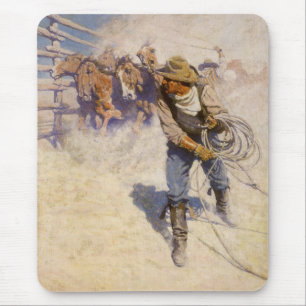 Alfombrilla De Ratón Vintage Western Cowboys, In the Corral de NC Wyeth