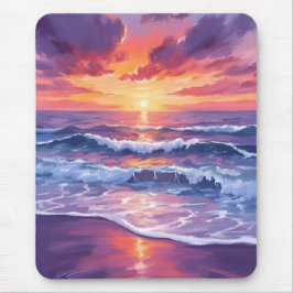 Alfombrilla De Ratón Violet Tide | Purple Sunset Ocean Waves