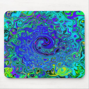 Alfombrilla De Ratón Violeta Azul Trippy Abstracto Retro Torbellino Líq
