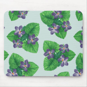Alfombrilla De Ratón Violetas en azul de vidrio marino