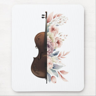 Alfombrilla De Ratón Violín entre flores. Bouquet de flores.