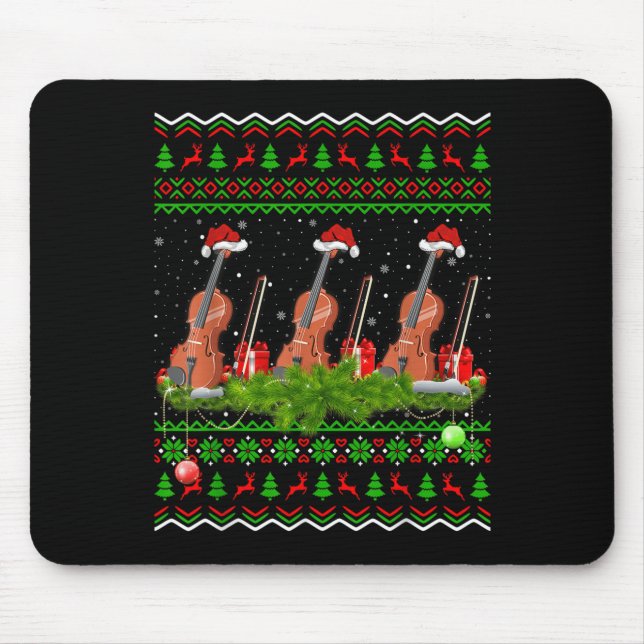 Alfombrilla De Ratón Violin Music Lover Xmas Gift Ugly Christmas Violin (Frente)