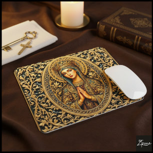 Alfombrilla De Ratón Virgen María Reverencia Dorada