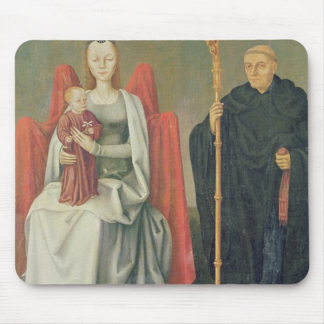 Alfombrilla De Ratón Virgen y niño con St. Benedicto (Frente)