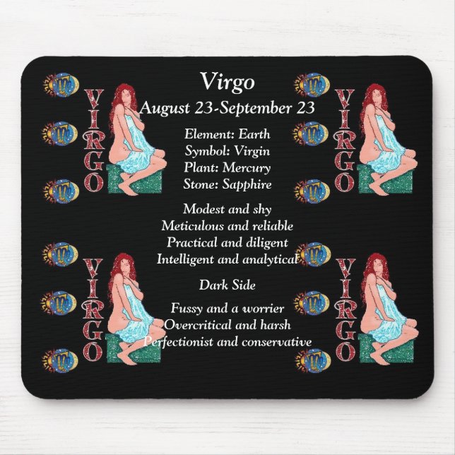 Alfombrilla De Ratón Virgo Rótulo de nacimiento Zodiac Mouse Pad (Frente)