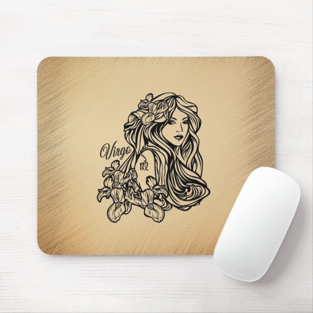 Alfombrilla De Ratón Virgo Zodiaco con Estilo Antiguo (Con ratón)