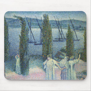 Alfombrilla De Ratón Visión costera con los árboles de Cypress, 1896