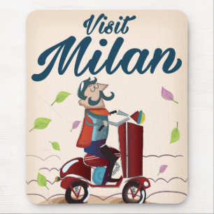 Alfombrilla De Ratón Visita a Milán personalizado poster de viajes vint