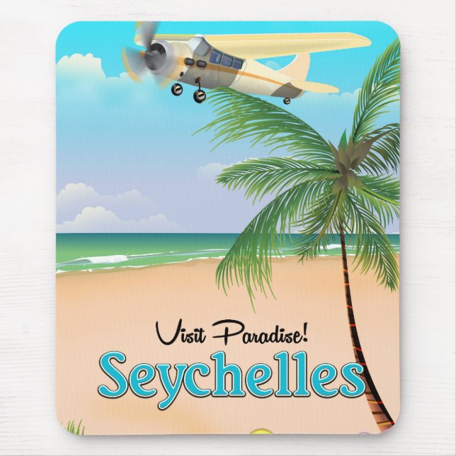 Alfombrilla De Ratón ¡Visita el paraíso! Afiche de viaje de Seychelles (Frente)