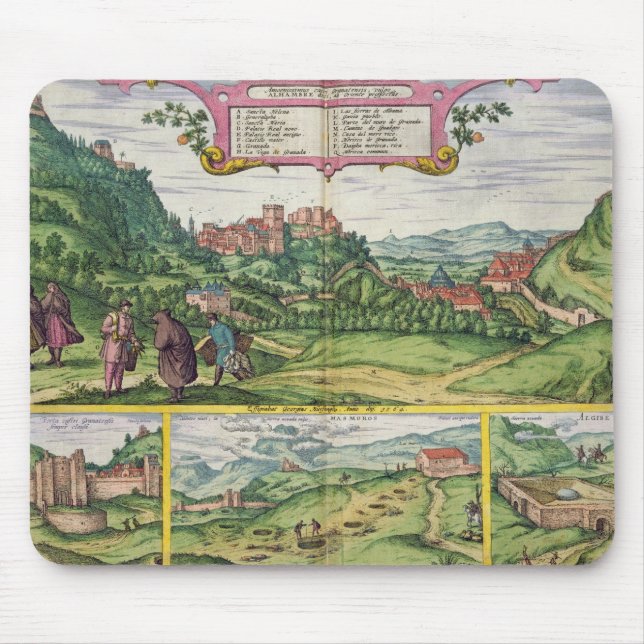 Alfombrilla De Ratón Vista de Alhambra, de 'Civitates Orbis Terrar (Frente)