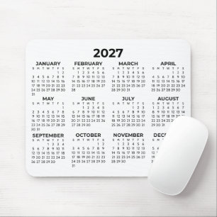 Alfombrilla De Ratón Vista de año completo Calendario 2027 Minimalista
