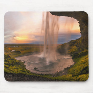 Alfombrilla De Ratón Vista de la cascada de Islandia Seljalandsfoss