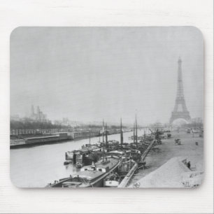 Alfombrilla De Ratón Vista de los bancos del Sena y de Eiffel