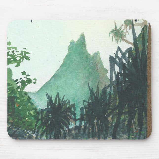 Alfombrilla De Ratón Vista de montaña desde la playa de Kee'e (Frente)