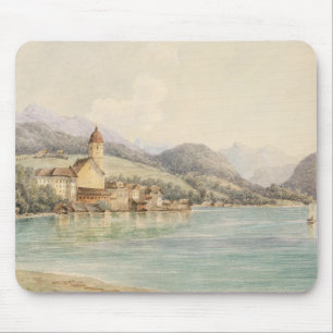 Alfombrilla De Ratón Vista de St. Wolfgang en el lago Wolfgang Carl Laf