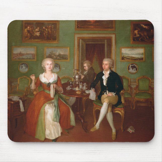 Alfombrilla De Ratón Vista de una sala de estar, 1780 (Frente)