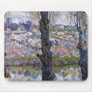 Alfombrilla De Ratón Vista de Van Gogh de Arles Huertos en Flor Impresi