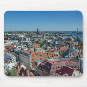 Alfombrilla De Ratón Vista del casco antiguo de Riga desde arriba