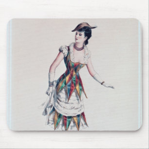 Alfombrilla De Ratón Vista el diseño para un harlequin femenino, c.1880