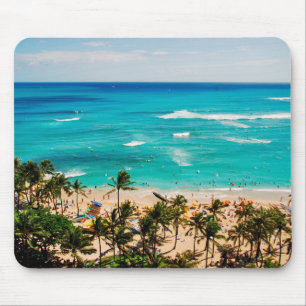 Alfombrilla De Ratón Vista elevada de la escena de la playa de Waikiki,