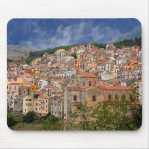 Alfombrilla De Ratón Vista general de una ciudad montañosa siciliana